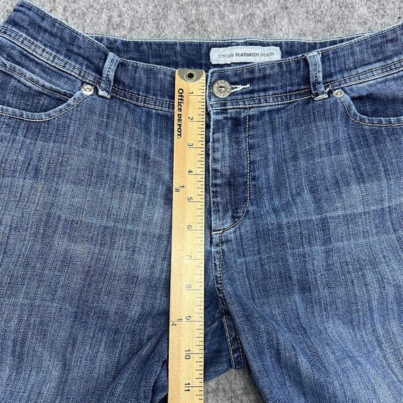 Chico's Platinum Denim Jeans Womens 1 Medium Blue Ultimate Fit Zip Hem Stretch - Picture 14 of 16